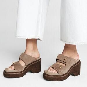 Rag & bone Chunky Sommer Wedge Tundra Brown Suede Sandal Size 36‎ or 6